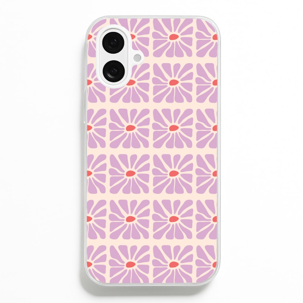 Square Abstract Flowers Mauve iPhone 16 Plus Case