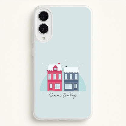 Seasons Greetings Winter Townhouses Galaxy S25 Edge Case