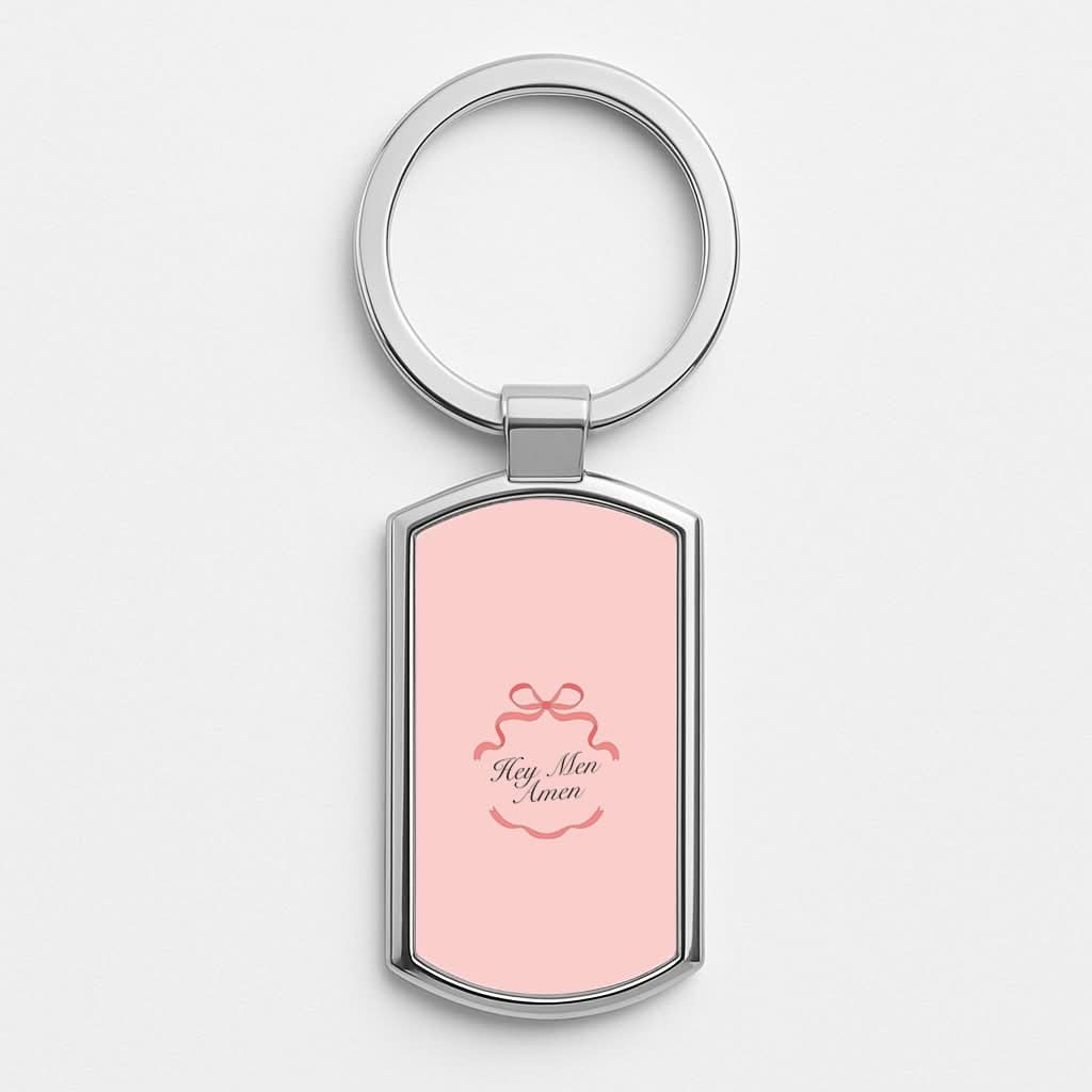 Hey Men Silver Metal Keyring