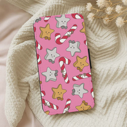 Pink Christmas Plushies Pattern Leather Phone Case