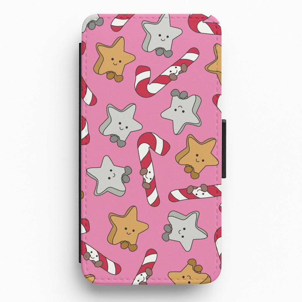Pink Christmas Plushies Pattern Flip / Wallet Phone Case