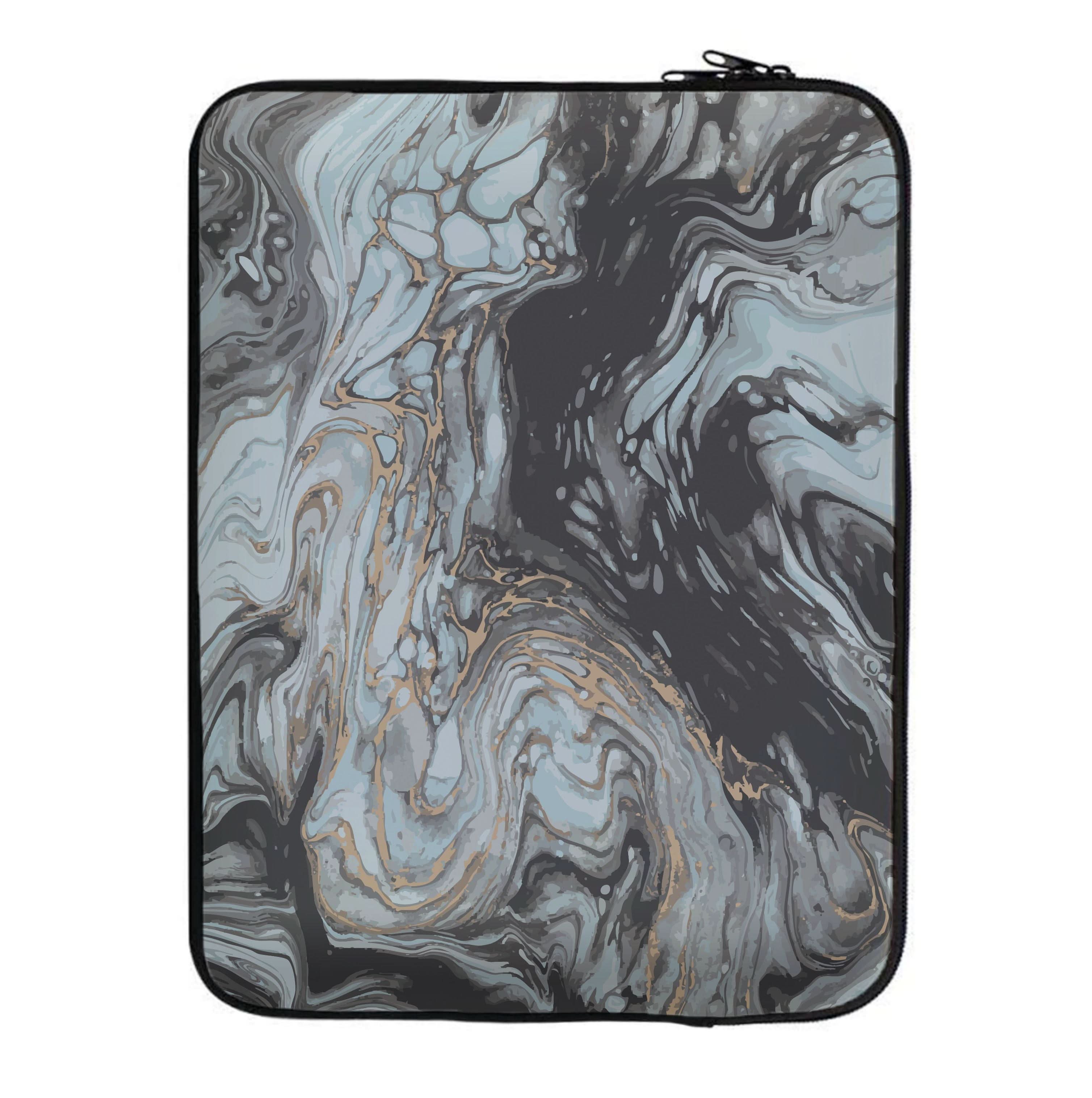 Black And Gold Cloudy Marble Laptop Sleeve