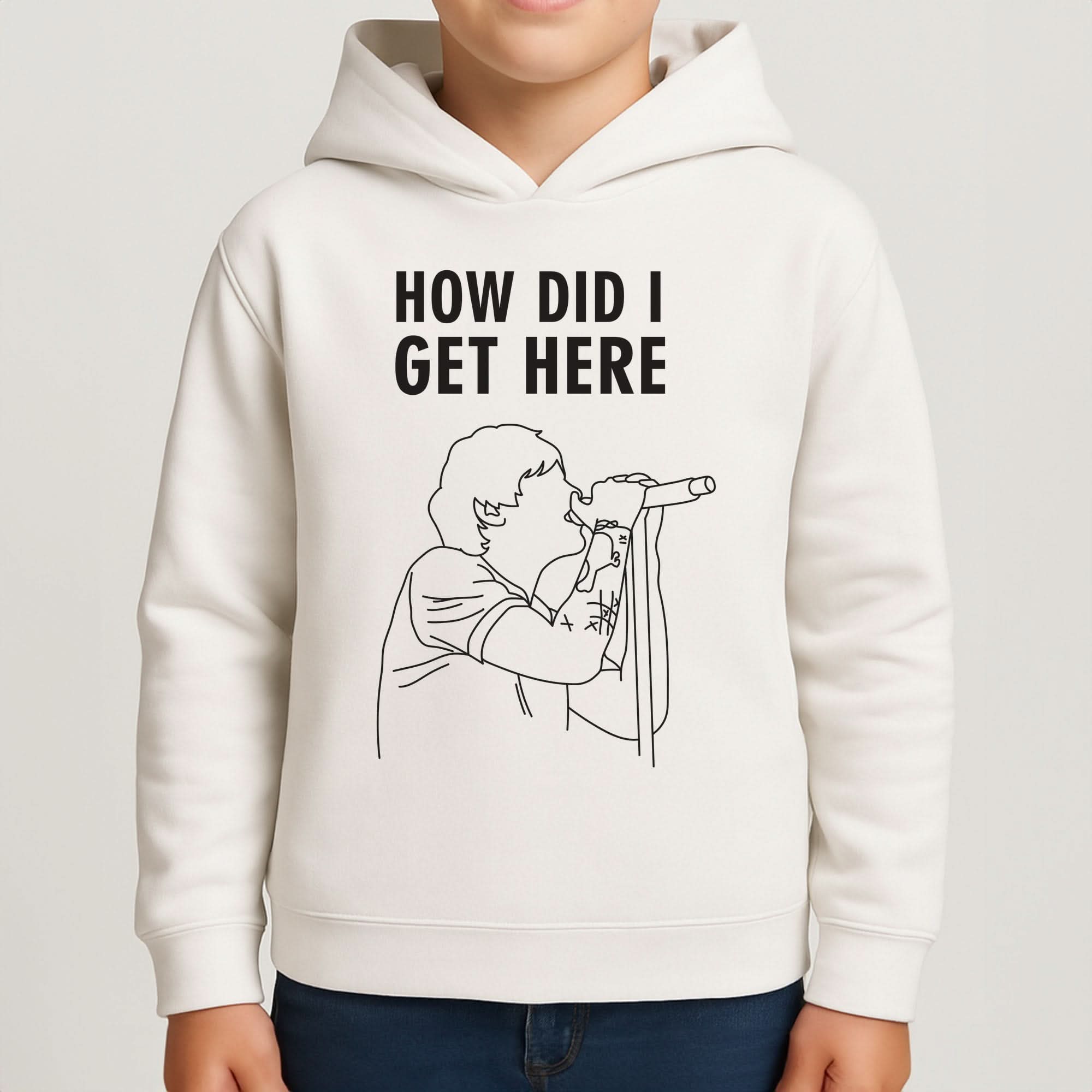 How Did I Get Here Outline Boys Hoodie