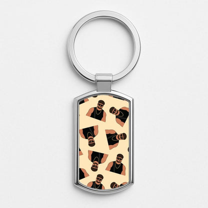 Ibiza Final Boss Pattern Silver Metal Keyring