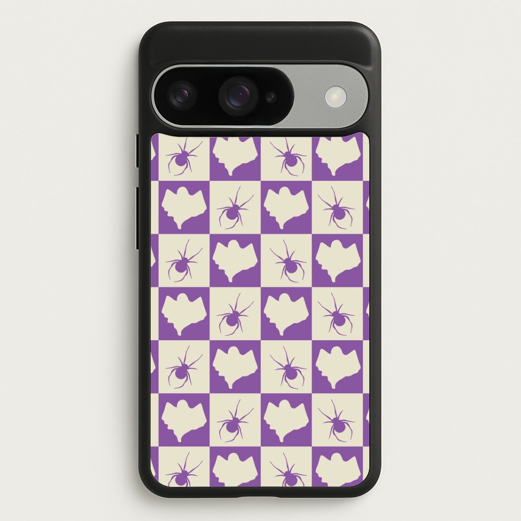 Spiders And Ghosts Checkered Pattern I Google Pixel 10 / 10 Pro Case