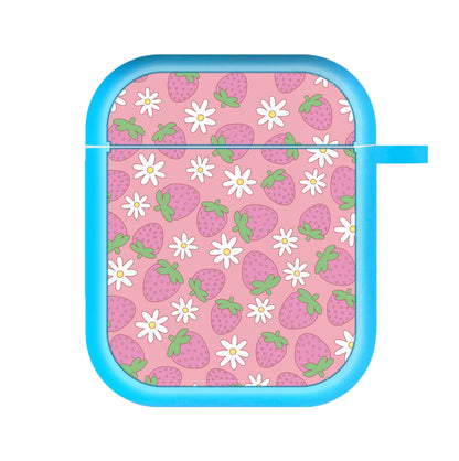 Pink Strawberries - Spring Patterns AirPods Case