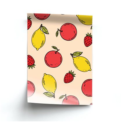 Sketched Summer Fruits Pattern Poster