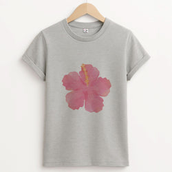 Pink Hibiscus Unisex Grey T-Shirt