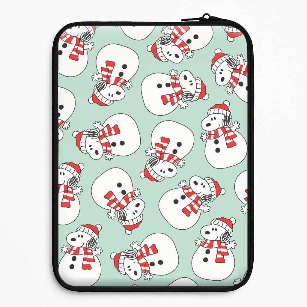 Cartoon Beagle Snowman Pattern Laptop Sleeve