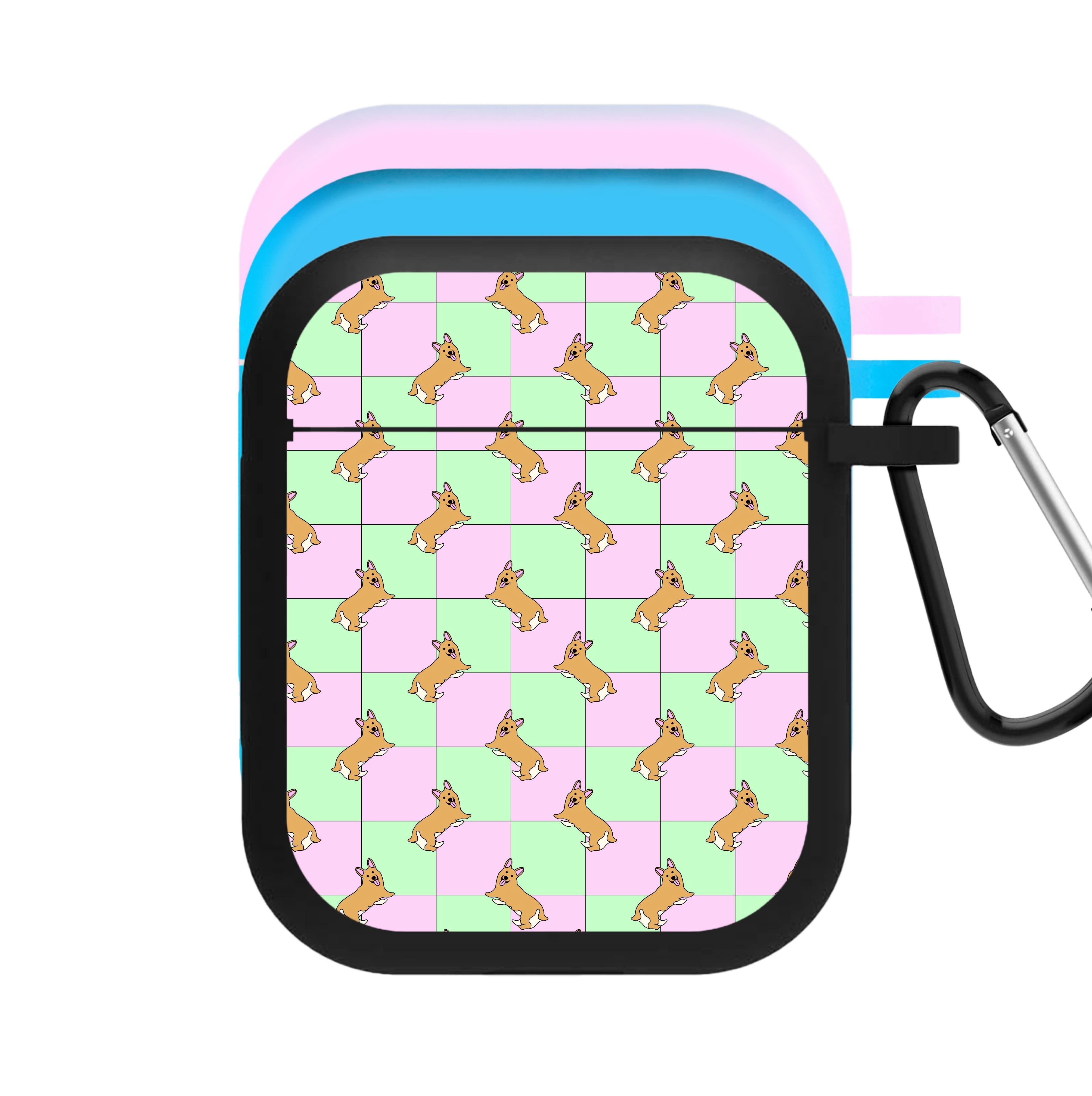 Checkered Corgis Pattern AirPods Case