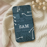 Blue Circuit Board Personalised Name Flip / Wallet Phone Case 5