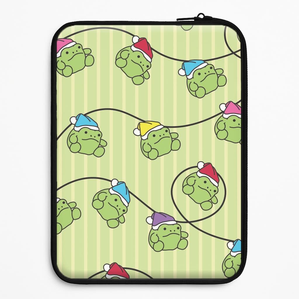 Christmas Frog Plush Fairylights Pattern Laptop Sleeve
