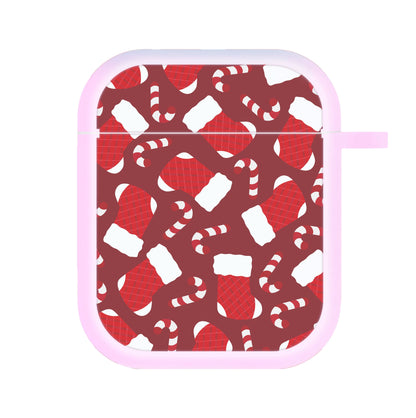 Red Stocking Pattern AirPods Case