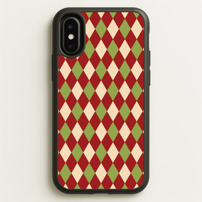 Red And Green Argyle Christmas Pattern iPhone X / XS Case