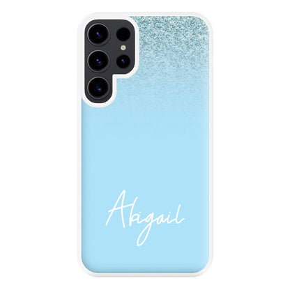 Blue Glitter Personalised Name Galaxy S23 Ultra Case