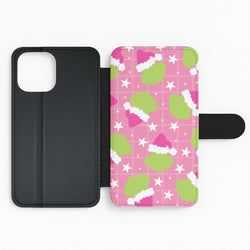 Pink Green Creature Xmas Pattern Flip Phone Case