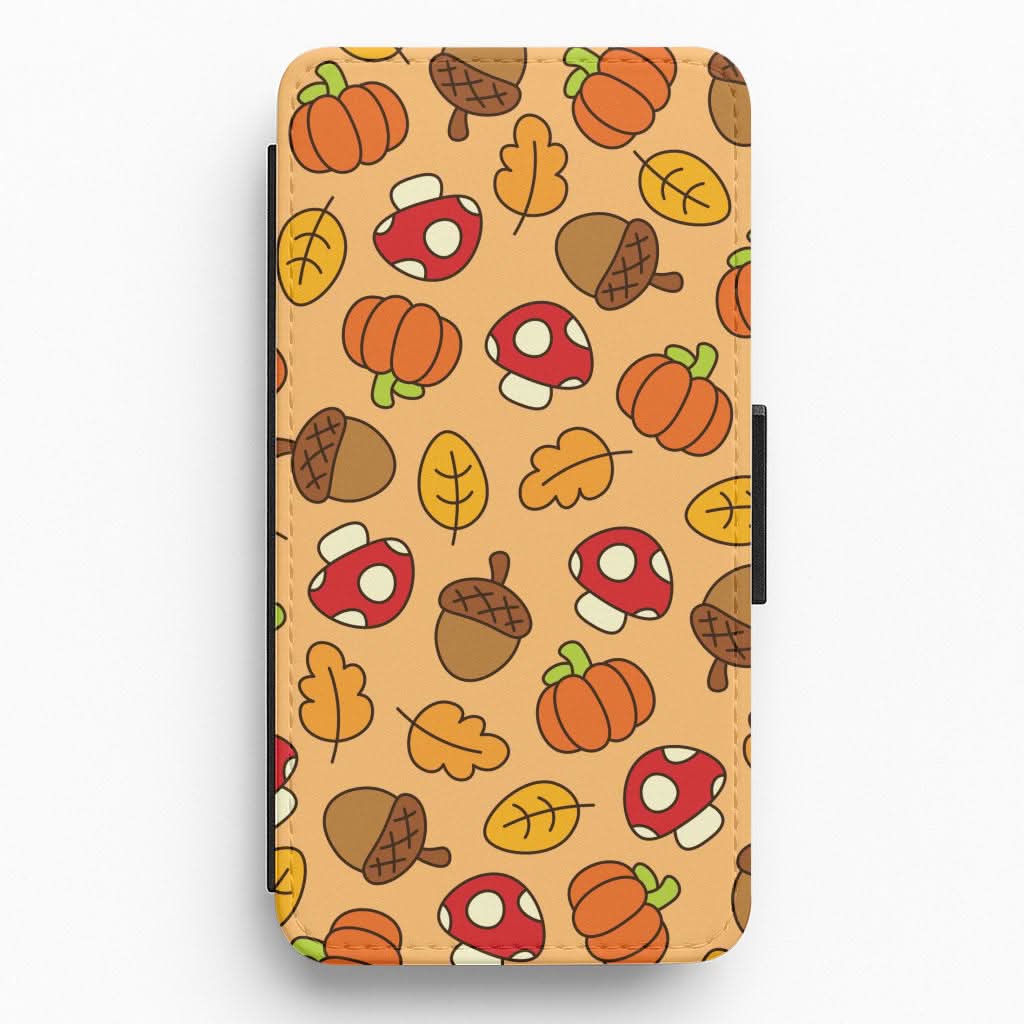 Cartoon Autumn Icons Pattern Flip / Wallet Phone Case