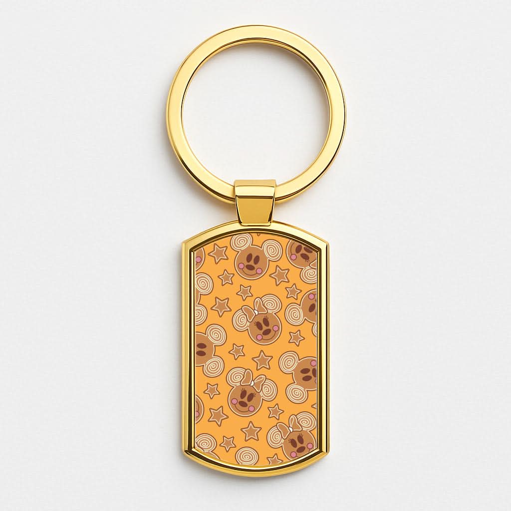Cartoon Mouse Gingerbread Pattern Gold Keyring