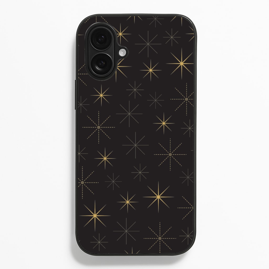 Christmas Gold Stars Pattern iPhone 16 Plus Case