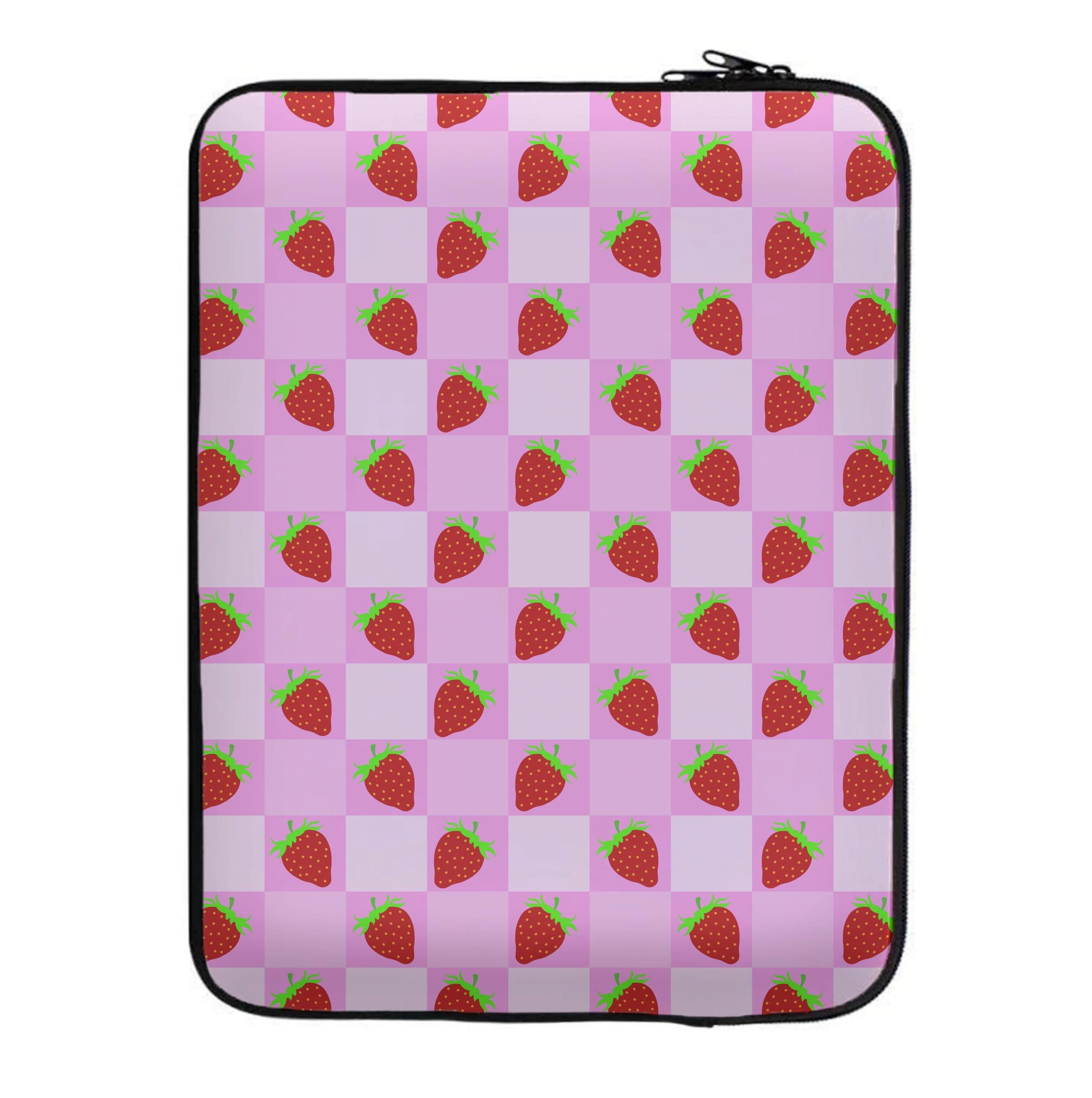 Checkered Strawberries Pattern Laptop Sleeve