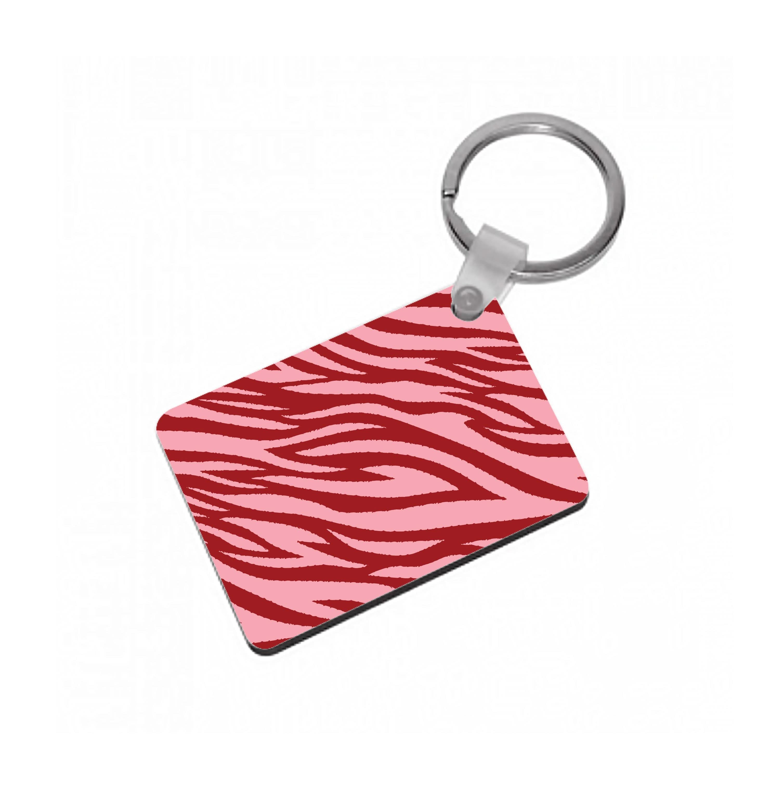 Red And Pink Tiger Print Keyring