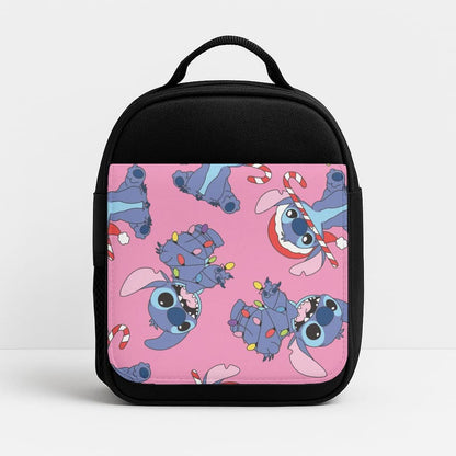Christmas Cute Blue Alien Pattern Insulated Lunch Bag
