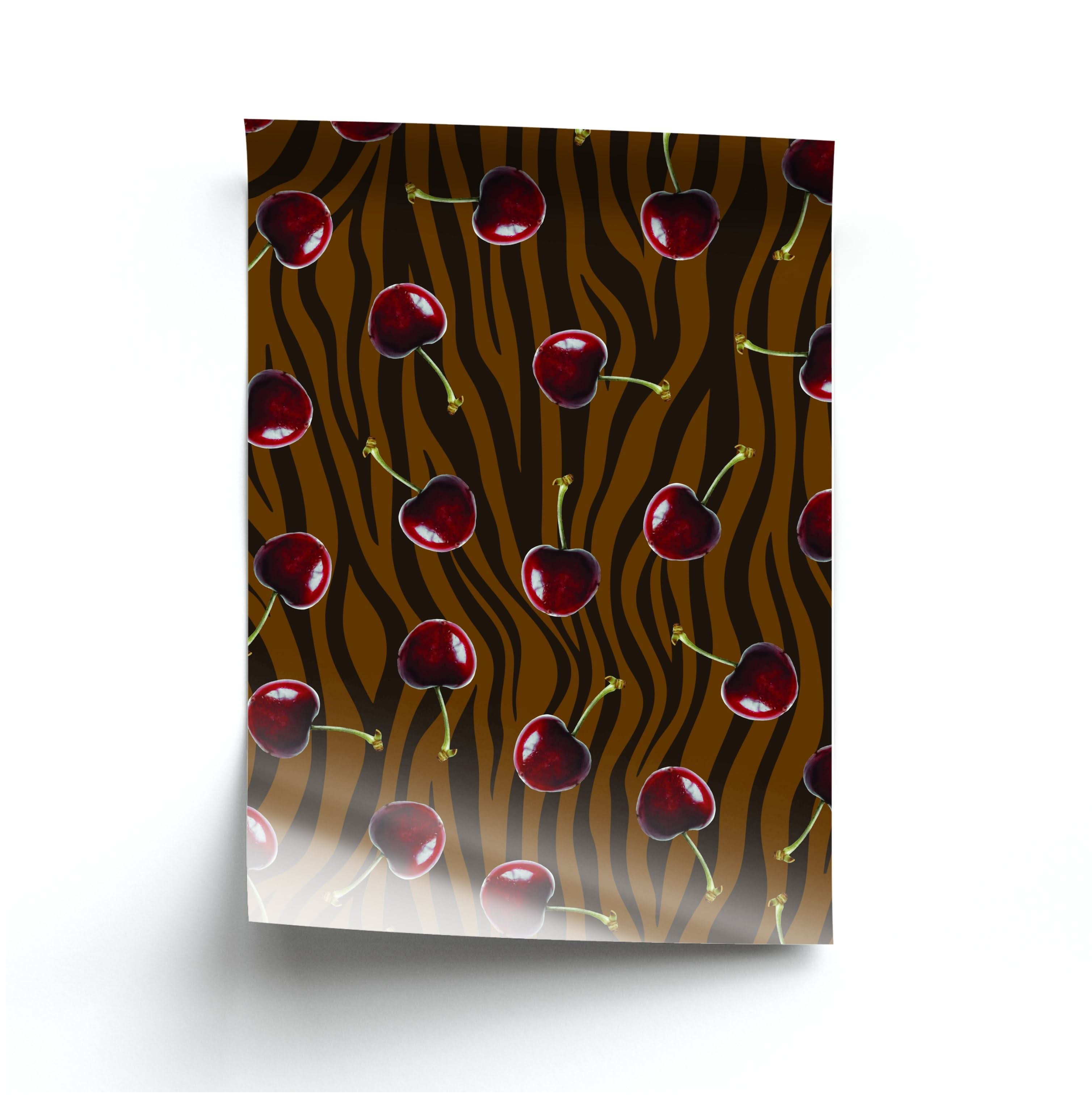 Animal Print With Cherries Pattern Poster