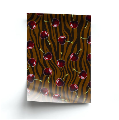 Animal Print With Cherries Pattern Poster