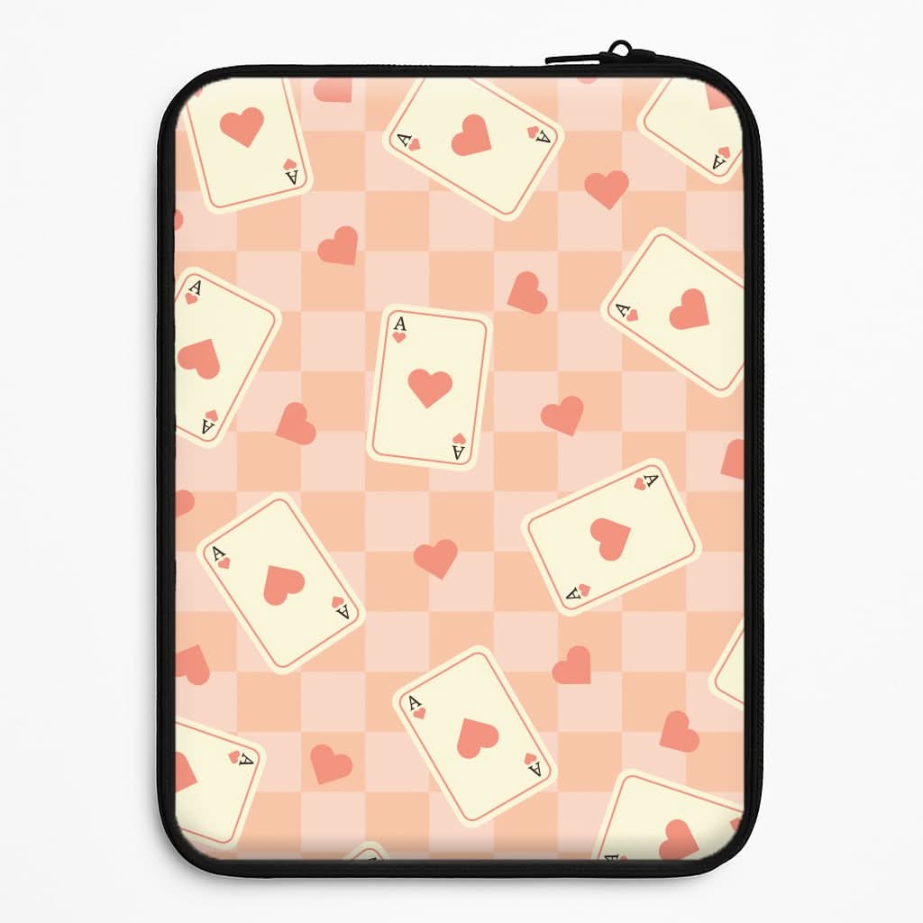 Cute Playing Cards And Hearts Pattern Universal Laptop Sleeve