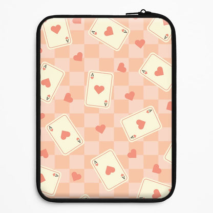 Cute Playing Cards And Hearts Pattern Universal Laptop Sleeve