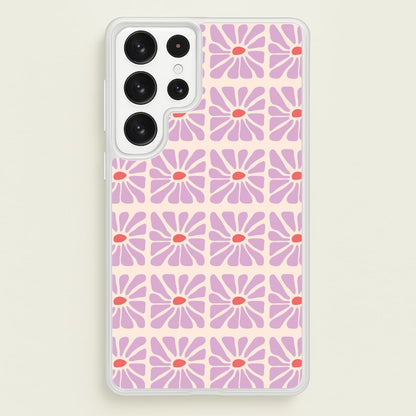 Square Abstract Flowers Mauve Galaxy S23 Ultra Case