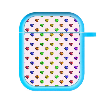 Rainbow Gem Hearts Pattern AirPods Case