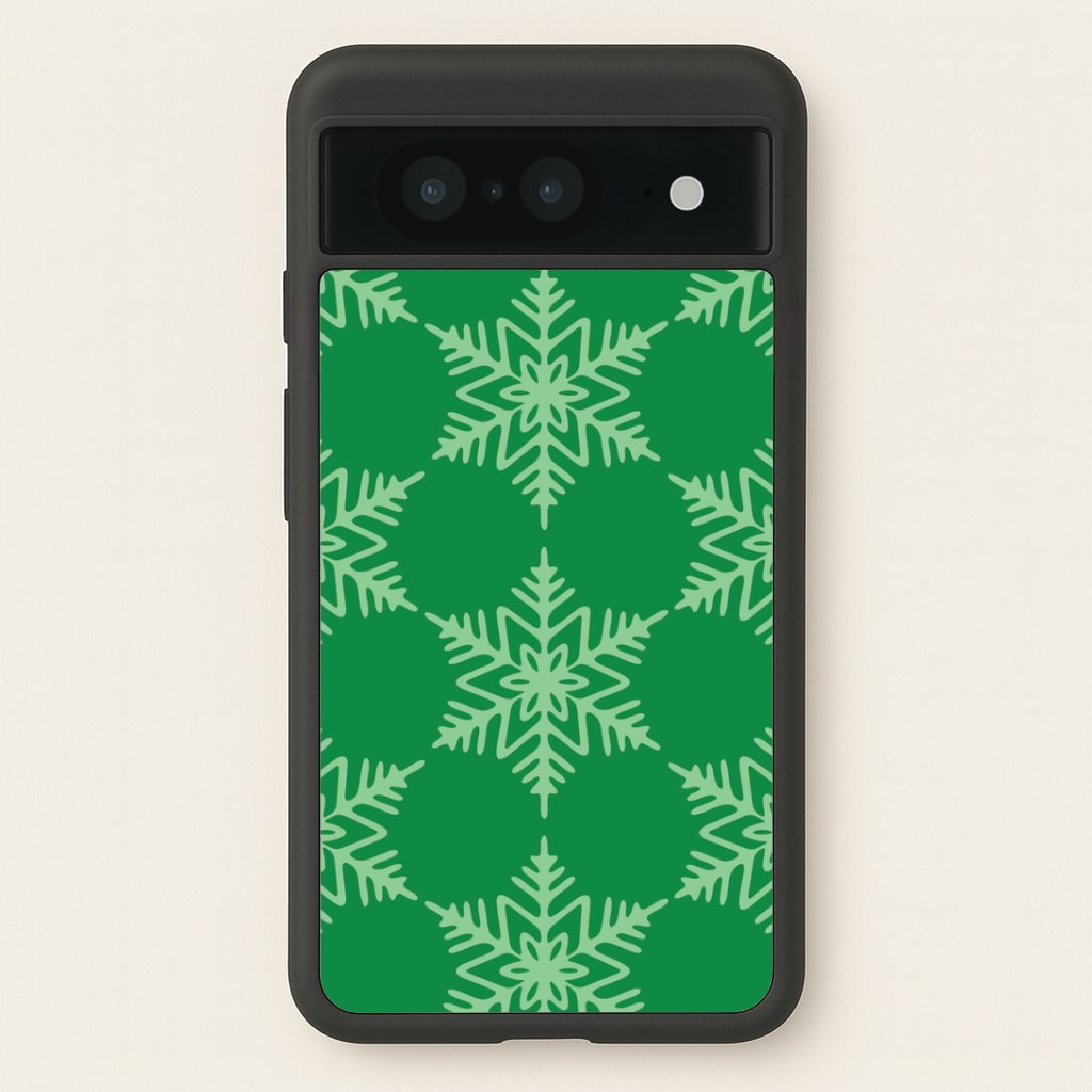 Green Giant Snowflakes Christmas Pattern Google Pixel 8 Case