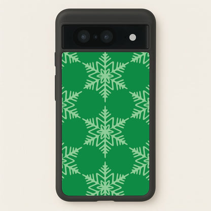 Green Giant Snowflakes Christmas Pattern Google Pixel 8 Case