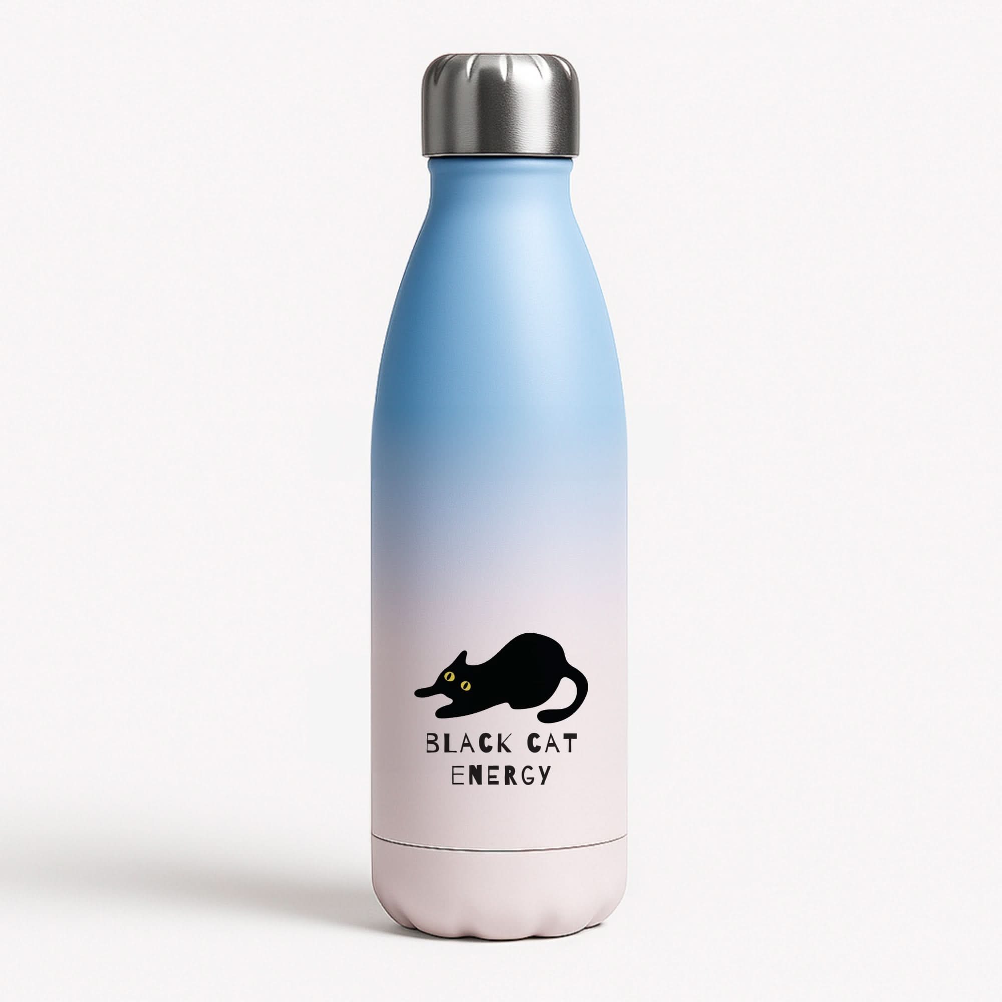 Black Cat Energy Blue Water Bottle