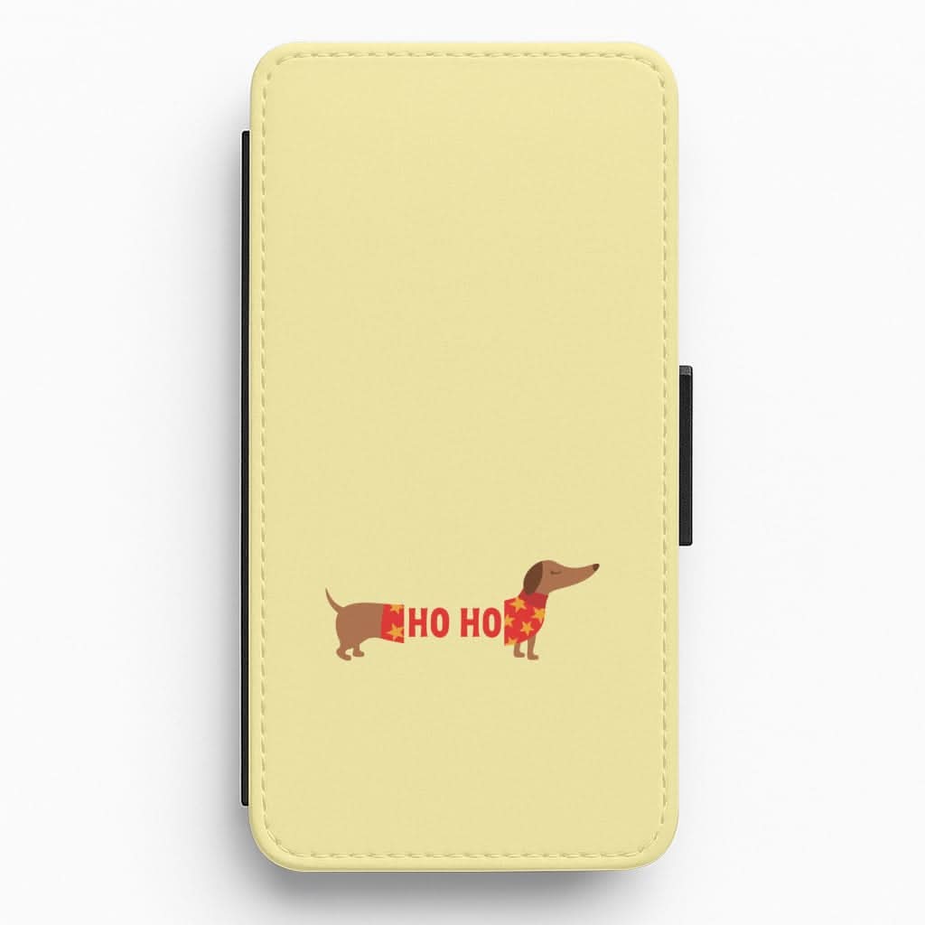 Christmas Jumper Ho Ho Dachshund Flip / Wallet Phone Case