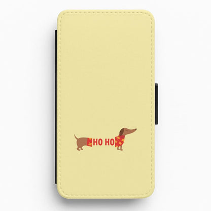 Christmas Jumper Ho Ho Dachshund Flip / Wallet Phone Case
