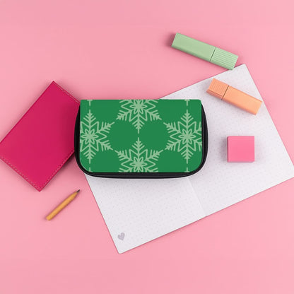 Green Giant Snowflakes Christmas Pattern Pencil Case