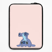 Cute Blue Alien Handstand Laptop Sleeve 1