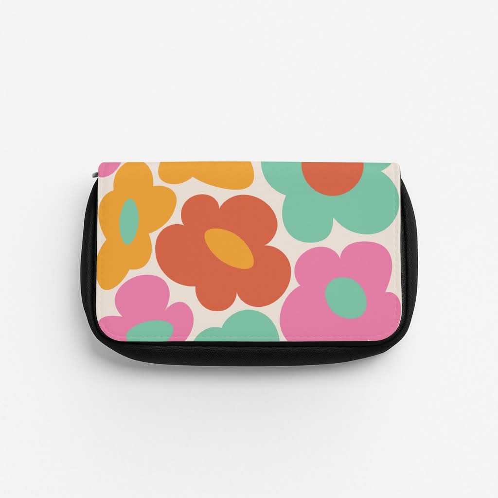 Abstract Trippy Retro Flowers Pencil Case