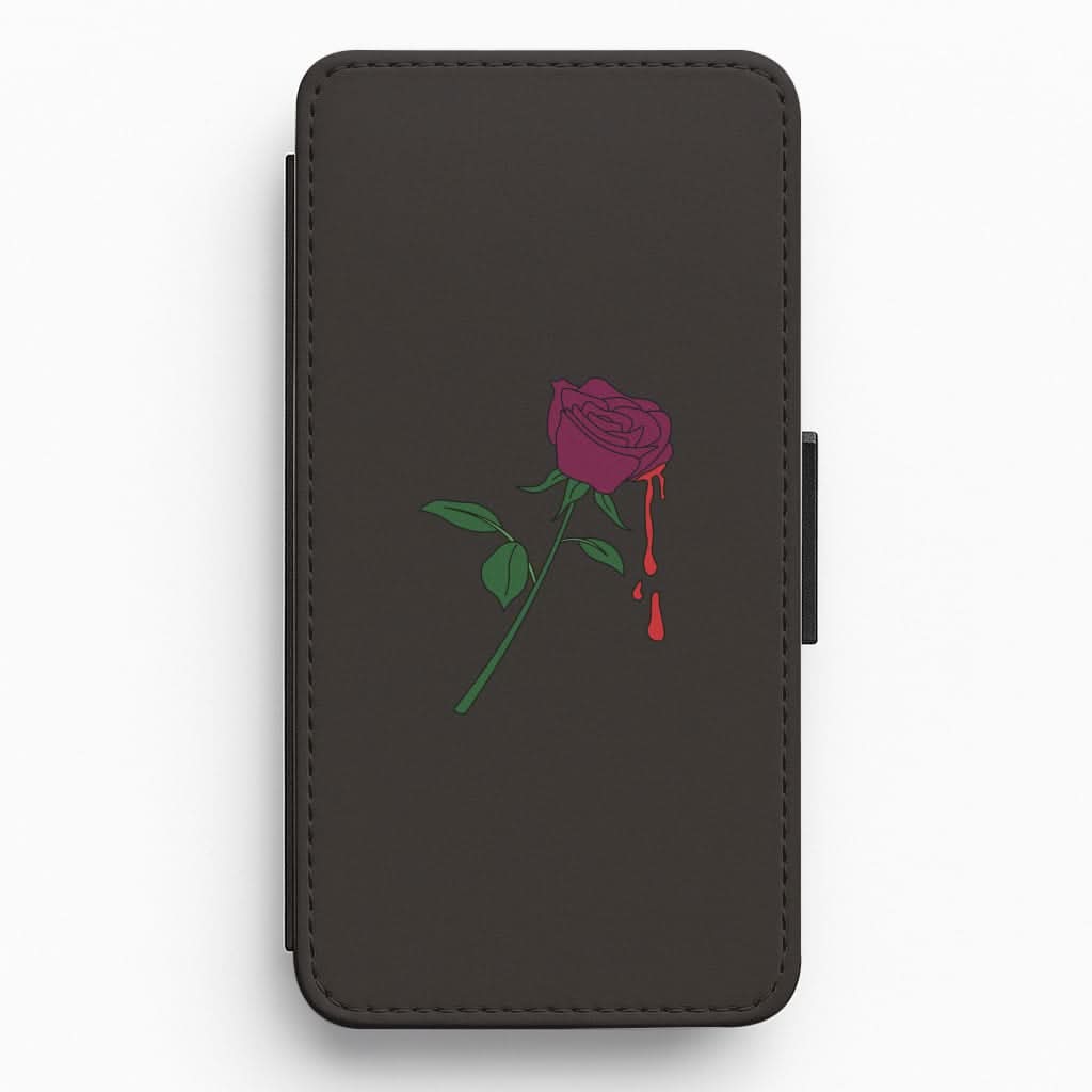 Dark Pink Rose Flip / Wallet Phone Case