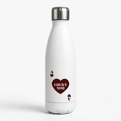 Ace Of Hearts Lucky You White Water Bottle