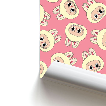 Cute Cream Monster Face Pattern Poster