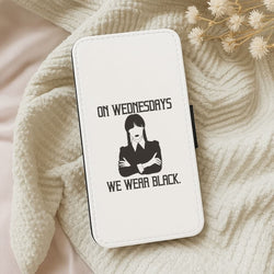 On Wednesdays We Wear Black Leather Phone Case