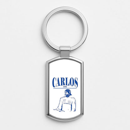Carlos White And Blue Silver Metal Keyring