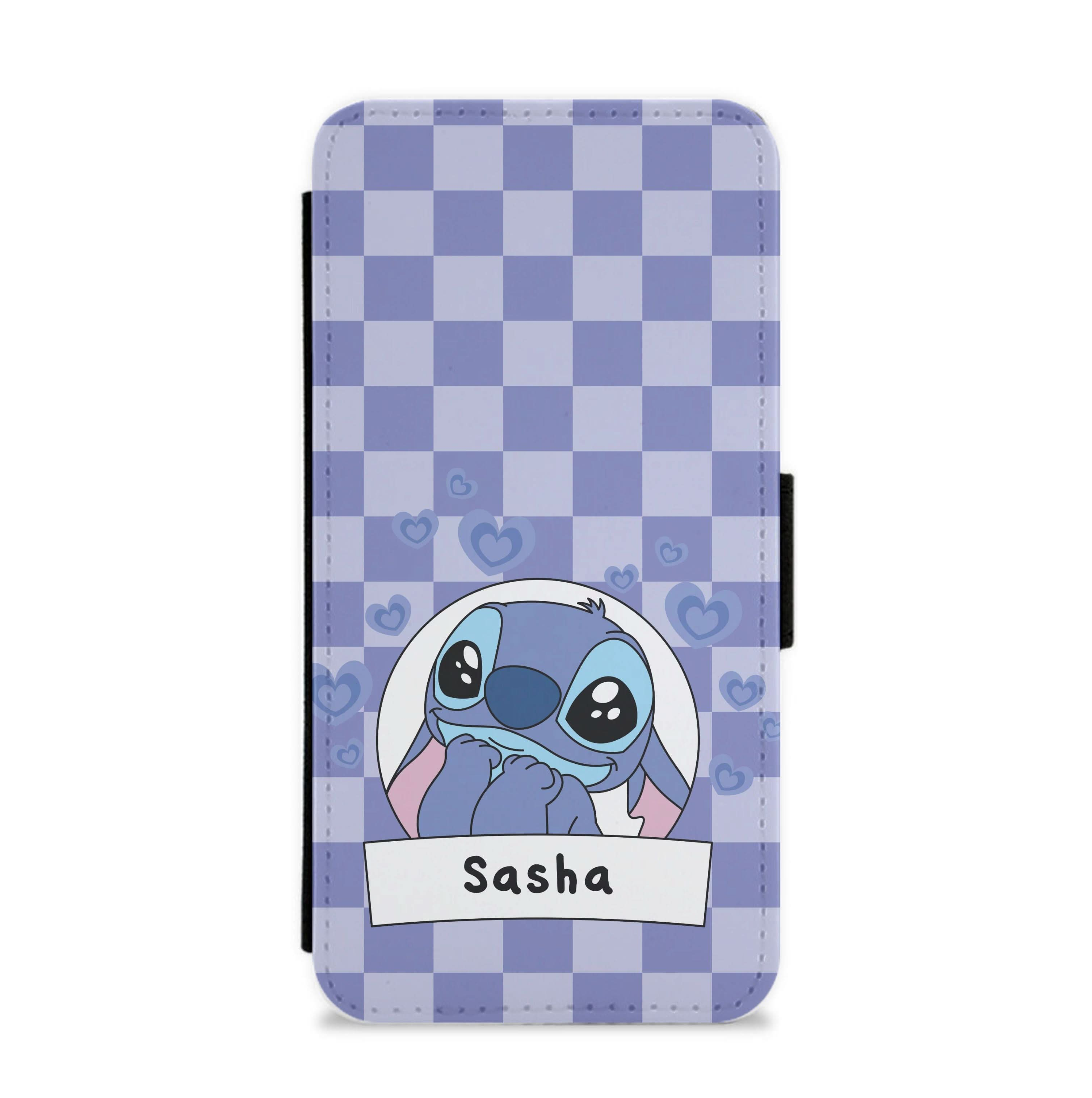 Personalised Cute Blue Alien Flip / Wallet Phone Case