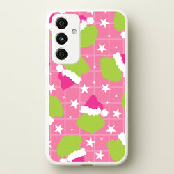 Pink Green Creature Xmas Pattern Galaxy A35 Case