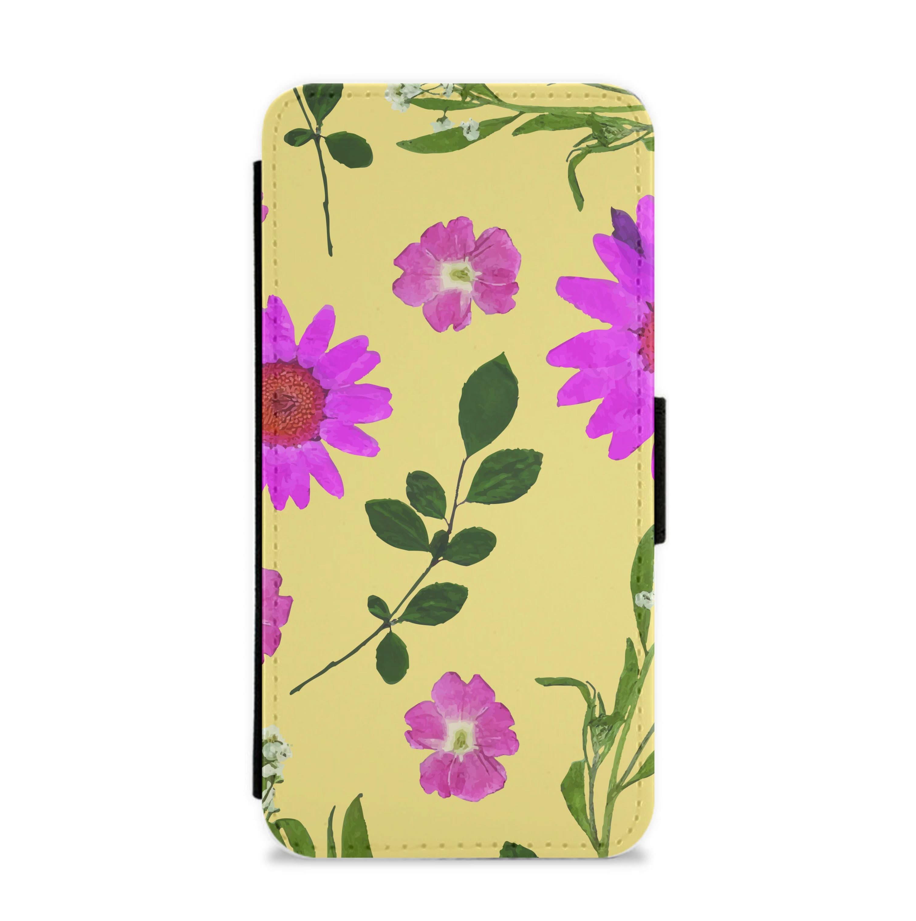 Pressed Plants Yellow Flip / Wallet Phone Case