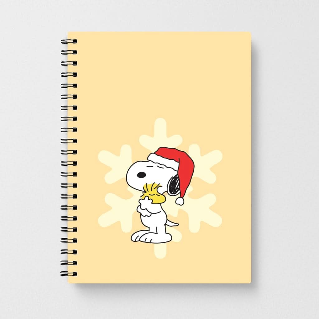 Christmas Cartoon Beagle And Bird  Notebook