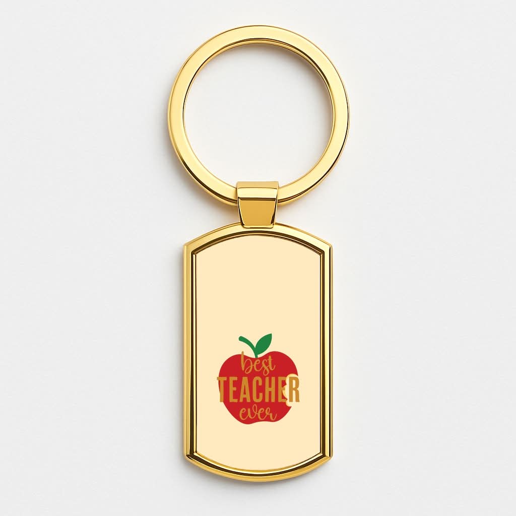 Apple Best Teacher Ever Gold Keyring